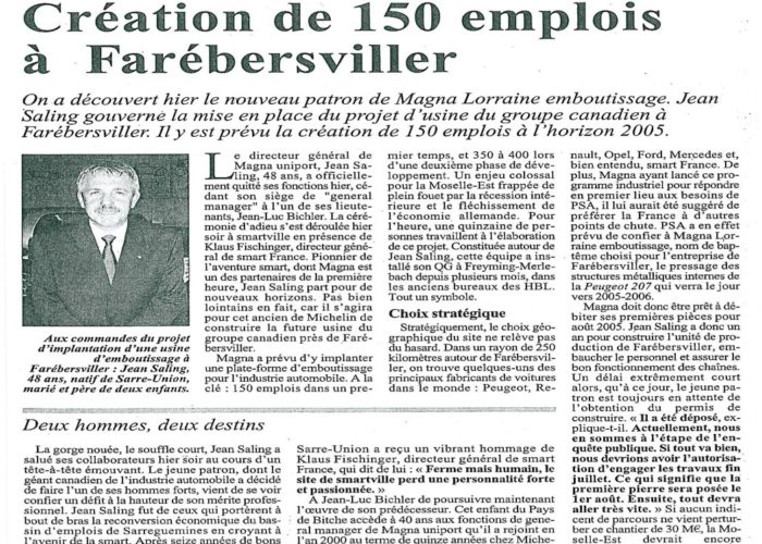 Diagnostic and Strategy, jean saling, Création de 150 emplois à Farébersviller | stratégie et organisation d'entreprises Diagnostic & Strategy